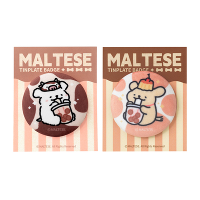 线条小狗Maltese奶茶系列徽章