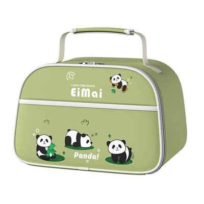 卡通熊猫饭盒袋学生手提包可爱保温袋防水便当包大容量午餐袋餐包