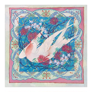 枳实原创自制丝棉方巾复古文艺桑蚕丝气质小众百搭优雅