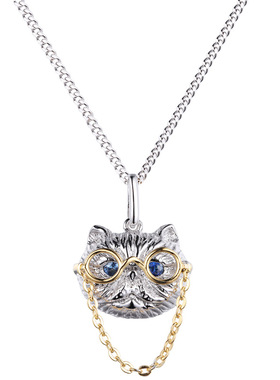 由子野动物蓝宝石项链女纯银