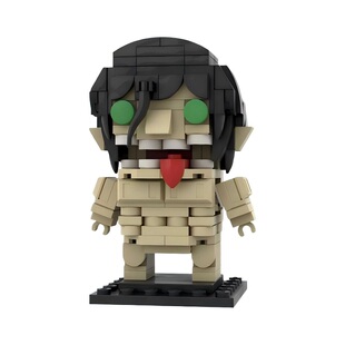 动漫系列进击的巨人角色人物方头仔桌面摆件儿童益智拼搭积木玩具