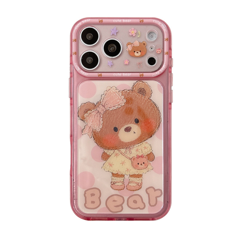 猪猪面包小熊侧框带图适用iphone18苹果17promax可爱16pro卡通15小众男女时尚精孔全包ai键双层IMD防摔手机壳