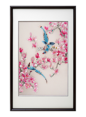 客厅沙发背景新中式手工刺绣挂画