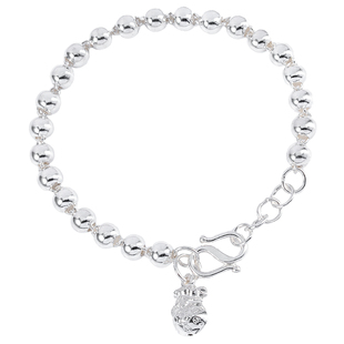 圆珠纯银手链女童女宝宝足银珠珠婴儿童女孩小孩子脚链男童带铃铛