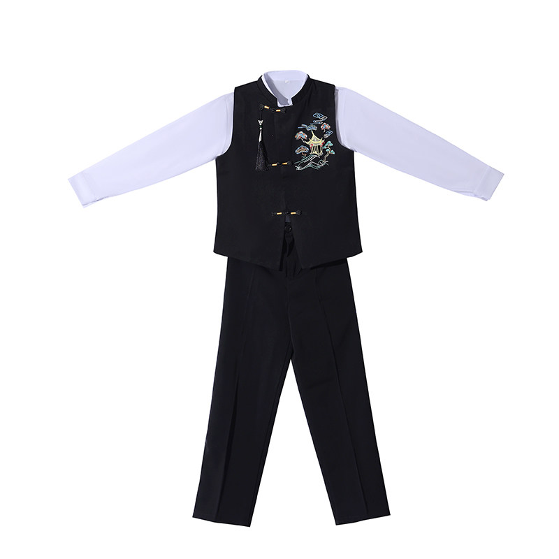 中国风儿童合唱演出服初中生朗诵小学生班服秋季马甲套装主持礼服