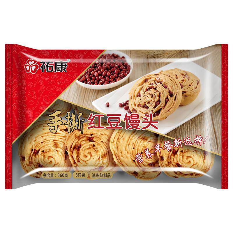 祐康手撕红豆馒头360g美味早餐