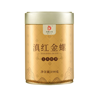 凤牌云南凤庆滇红蜜香金螺特级金丝芽经典工夫红茶叶罐装100g