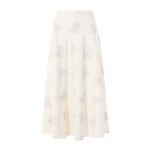 朗姿集团LIME莱茵高腰设计A字型自然散开提花混纺剪花面料半身裙