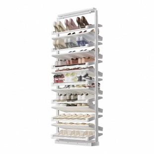 抽拉鞋架新款不锈钢家用大容量楼梯窄深推拉鞋柜内置五金收纳神器