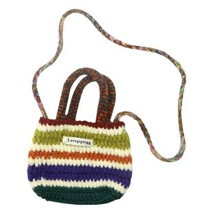 可爱多巴胺复古包包可手提可斜挎针织包大容量小众设计感韩版百搭