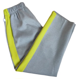 初高中男女学生校服裤子浅灰直口拼荧光黄宽杠宽松运动裤四季定制