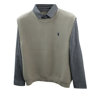 保罗假两件毛衣男衬衫领2025秋冬季新款针织衫男士打底衫休闲上衣