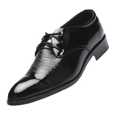 冬季尖头韩版黑色结婚休闲皮鞋