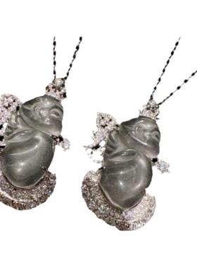 天然水沫玉花仙子吊坠s925银镀金