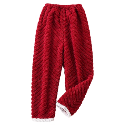 儿童家居裤法兰绒裤秋冬季加厚男童女童长裤家居服珊瑚绒保暖裤子