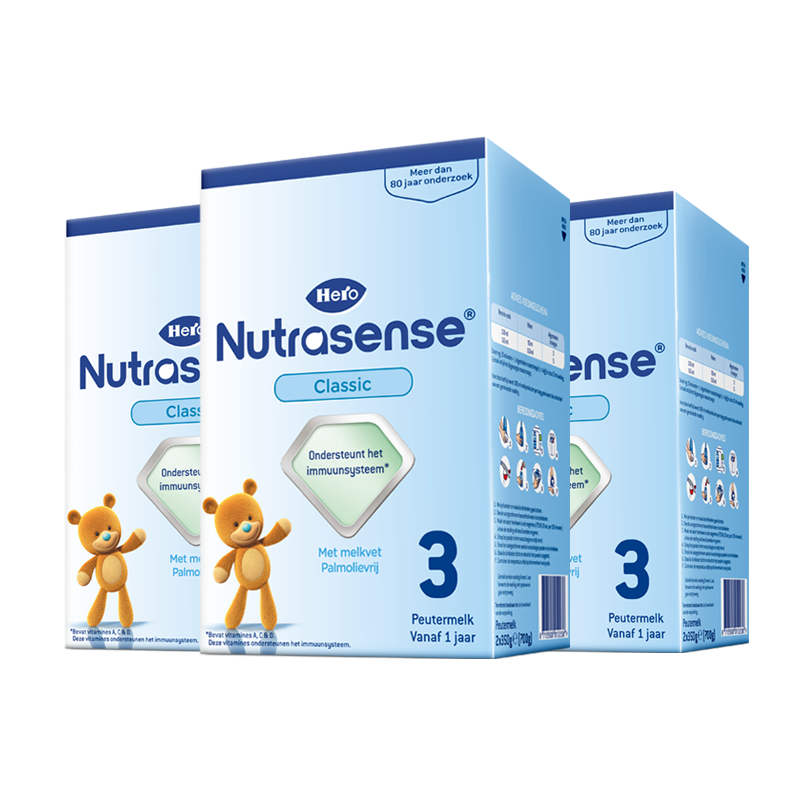 HeroBaby荷兰进口经典版纸盒DHA婴幼儿宝宝配方奶粉3段700g*3盒