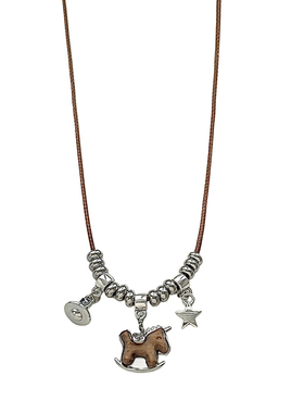 美拉德木质小马吊坠项链戒指