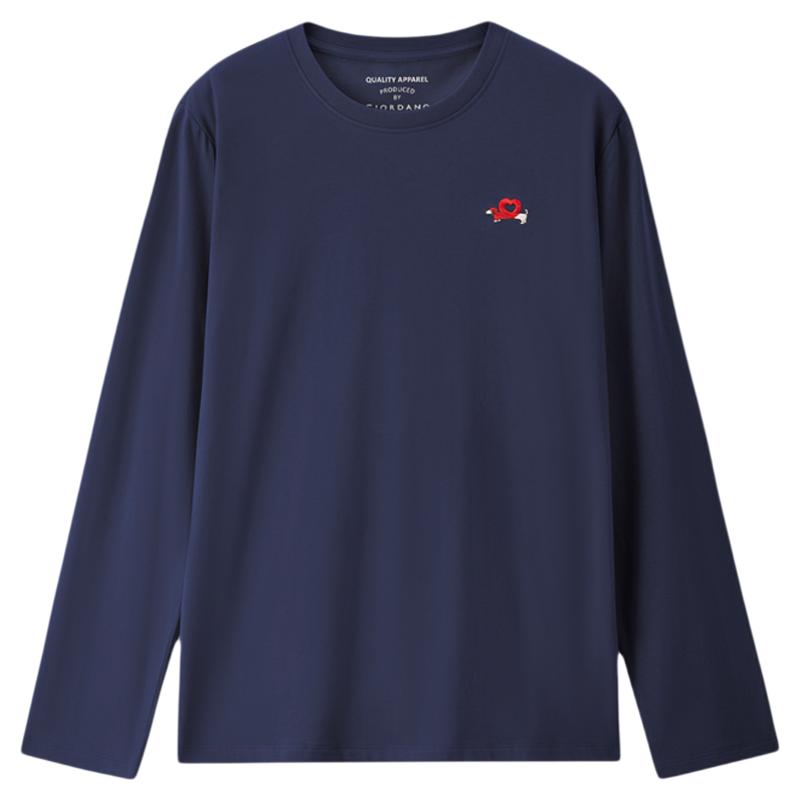 佐丹奴T恤女装纯棉腊肠小狗刺绣圆领针织长袖T恤 05395783