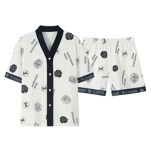 芬腾可安睡衣女款2026新款夏季纯棉女士高级感短袖俊雅家居服夏天