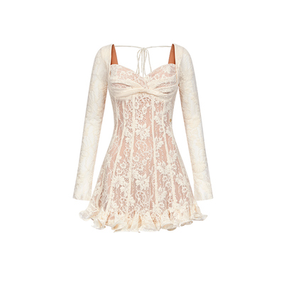 Sheer Luck Laura轻奢法式浪漫蕾丝收腰长袖连衣裙春夏新款公主裙