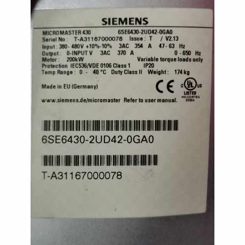 议价6SE6430-2UD42-0GA0西门子430系变频器,无滤波器6SE64302UD42