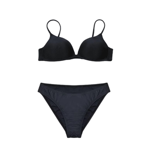 泳衣女夏网红分体性感钢托聚拢温泉黑色三点式比基尼模特艺考泳装