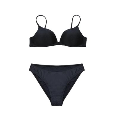 泳衣女夏分体钢托聚拢黑色比基尼