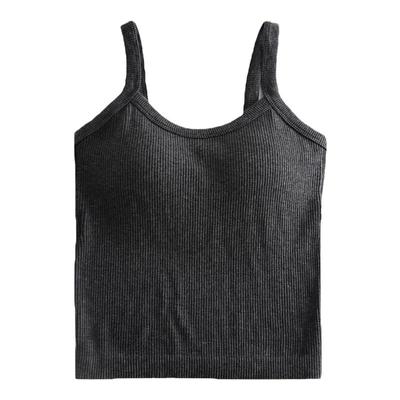 慕阳花薄款无缝螺纹带胸垫背心