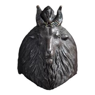 主师银饰工作室2019原创五周年纪念版羊头撒旦纯银戒指黑山羊戒指