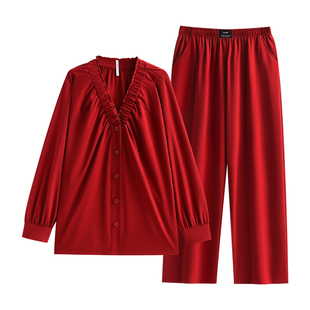 悦内红色睡衣结婚新婚情侣套装女新娘春秋款纯棉家居服男士本命年