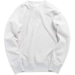 雪花灰美式复古重磅纯棉加绒加厚圆领卫衣男休闲运动百搭上衣冬季