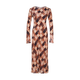 LYNEE 干枯玫瑰印花复古法式收腰连衣裙女薄款优雅显瘦长裙