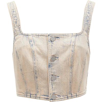 ONLY修身显瘦短款牛仔吊带T恤