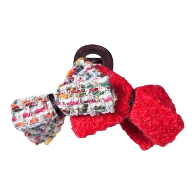 超有氛围~圣诞红撞色蝴蝶结抓夹