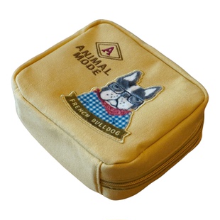 分装能手  出口日本多分隔收纳包可爱绣布拉链立体方形化妆包