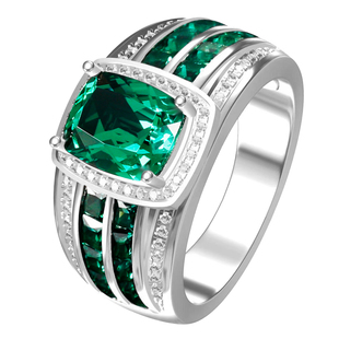 原创设计925纯银镀金绿宝石戒指男款时尚潮高级定做18K金镶嵌宝石