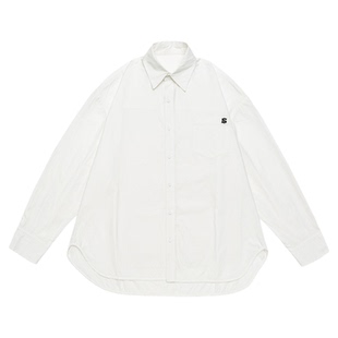 GOGOSOON衬衫男2025新款春秋白色长袖宽松慵懒风外套休闲少年感