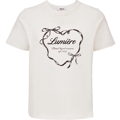 ONLY复古爱心印花短款正肩T恤