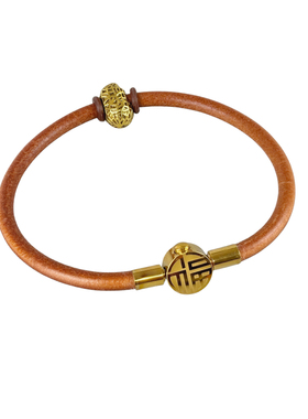 高档镀金皮绳手链女新年礼物diy