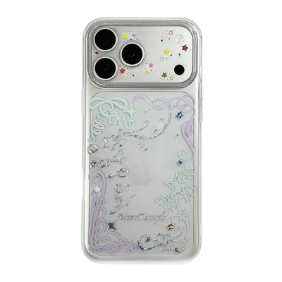 MoonTennple 亚文化窗花粉紫水漾鎏金tpu全透明防摔苹果手机壳 iphone 17/16/15/14/13promax