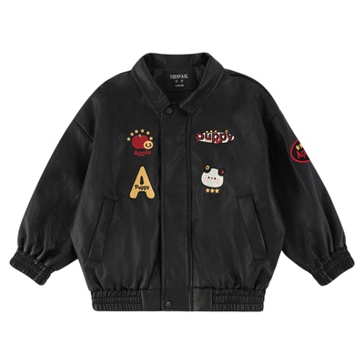 幼悠男童2026春秋新款卡通防风保暖皮衣外套耐穿抗造防水儿童上衣