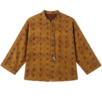 高端香云纱真丝新中式POLO领衬衫