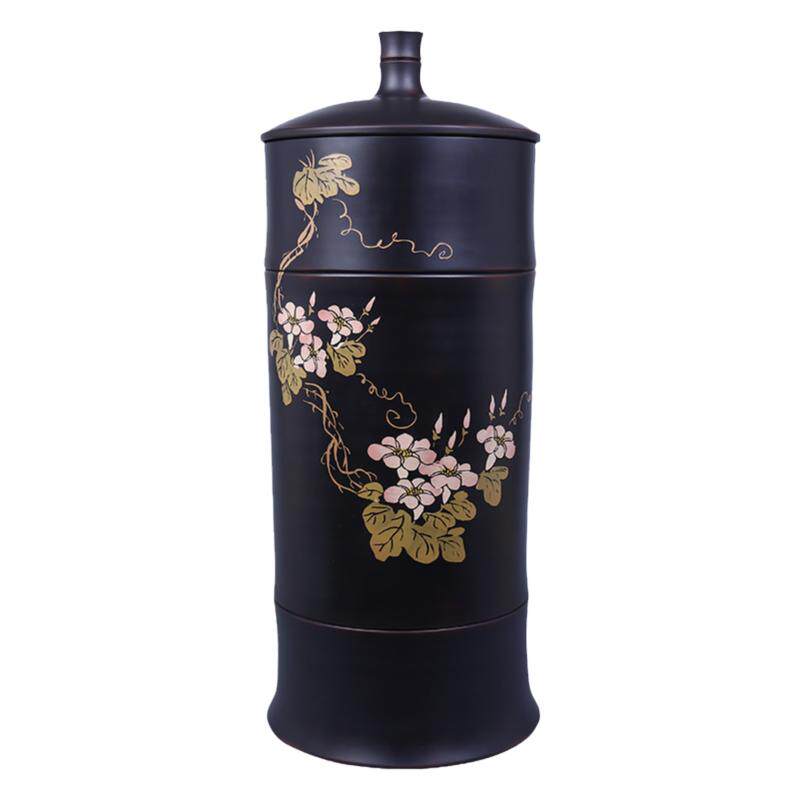 建水紫陶手工彩填21饼缸茶叶罐