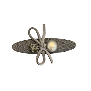 韩国学院风灰色西装面料蝴蝶结水钻珍珠懒人鸭嘴夹碎发夹刘海边夹