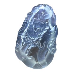 天然岫玉龙牌吊坠荧光冰种料男女款霸气仿古龙行天下玉坠一物一图