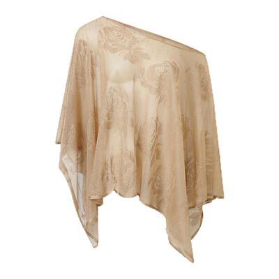 CNLEEWEI 2026春夏新款玫瑰提花薄透鎏金毛织披肩吊带上衣套装女