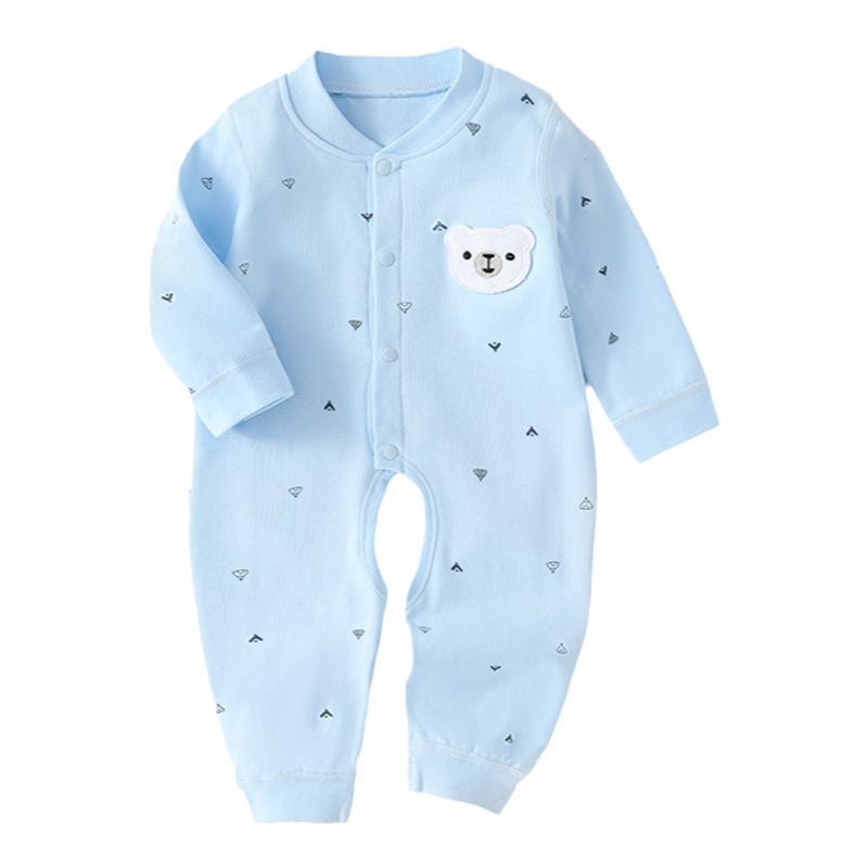 婴儿连体衣春装新生幼儿纯棉开档男女宝宝春秋款哈衣爬爬服外出服
