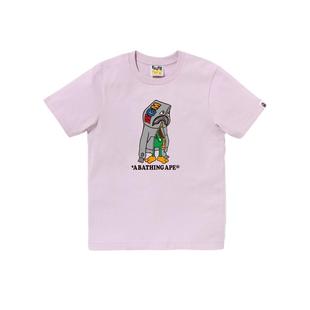 BAPE女装秋冬卡通BABY MILO鲨鱼连帽开衫图案印花短袖T恤210004L