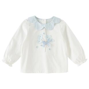 戴维贝拉女童纯棉长袖T恤宝宝A类打底衫2026春装新款儿童洋气上衣