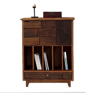 Ni尼家侘寂风边柜实木餐边柜老榆木装饰储物柜民宿家具中古玄关柜